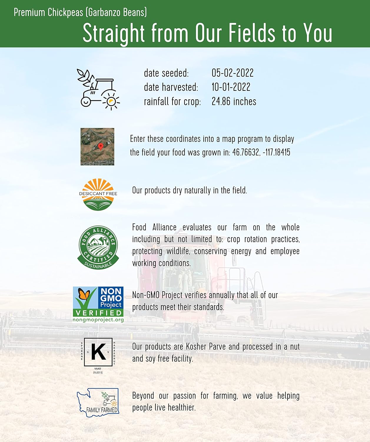 4 LBS Non-GMO Kosher Chickpeas K868868