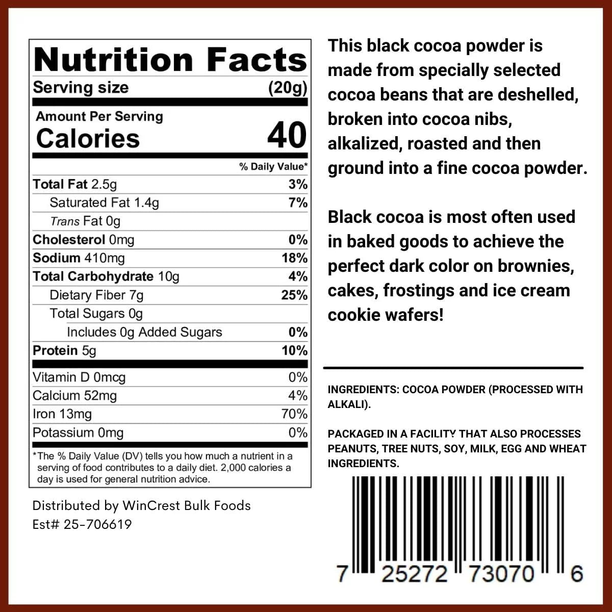 Black Cocoa Powder - 1 Lb W835