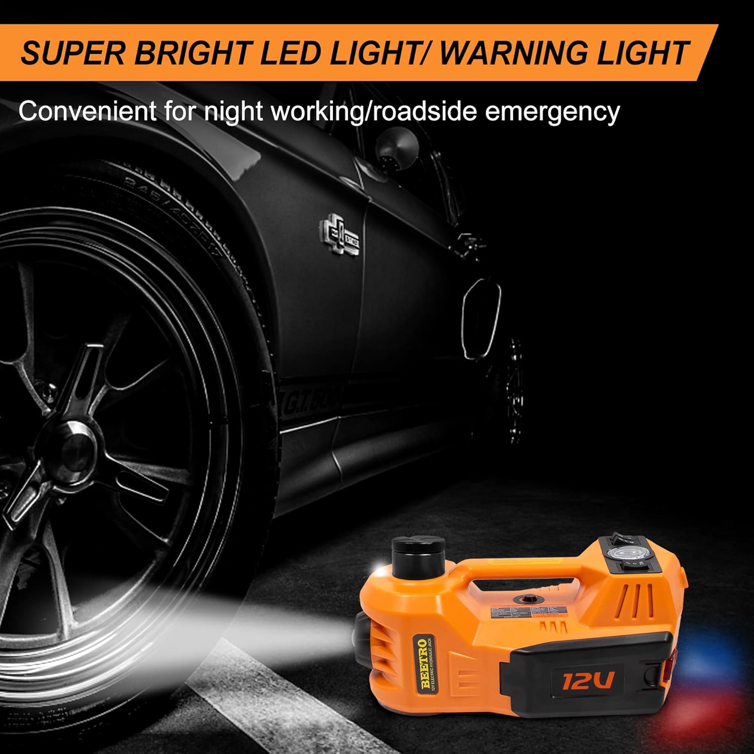 3 in 1 Electric Hydraulic Car Jack with Tire Inflator Pump, 5T (11000 lbs), DC 12V, Lifting Range 6-17.7 inch R5819