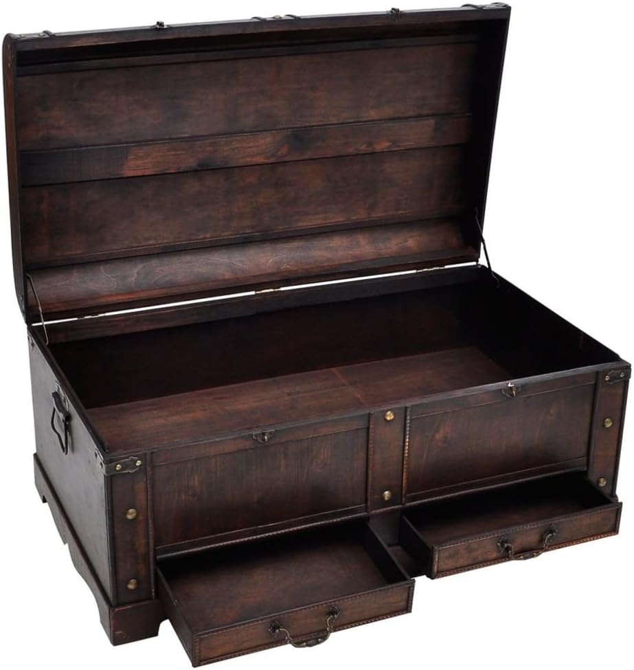 Wooden Storage Trunk with Hinged Lid Q3952