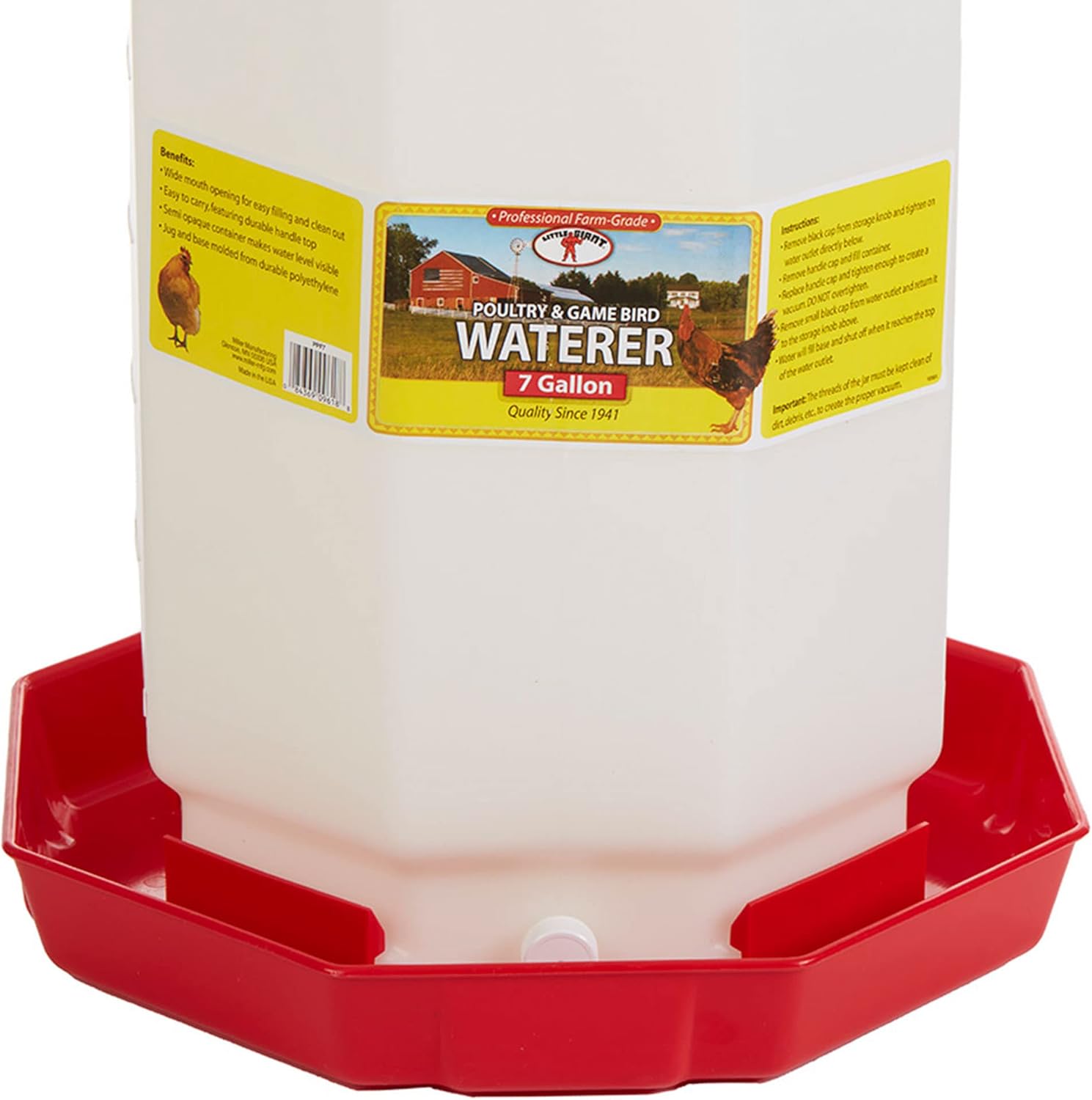 Red 7 Gallon Hanging Automatic Poultry Waterer Y1977