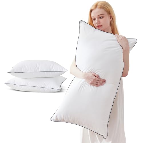 King Size 2 Pack Goose Feather and Down Bed Pillow, 20x36 Inches V380