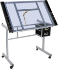 Height Adjustable Drafting Table with Storage Drawers and Wheels G800