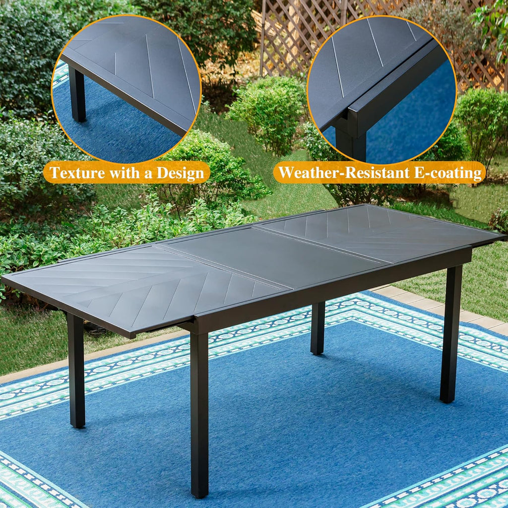 7 Piece Outdoor Dining Set with 6 Spring Motion Chairs and Expandable Table Y567