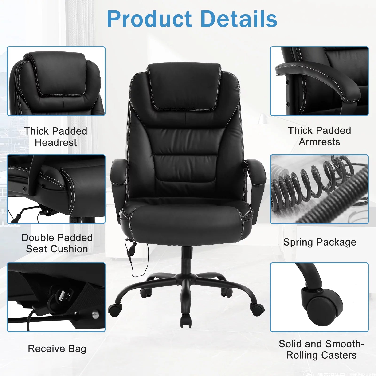 Heavy Duty Ergonomic Office Chair 500 lbs Capacity with Massage O501