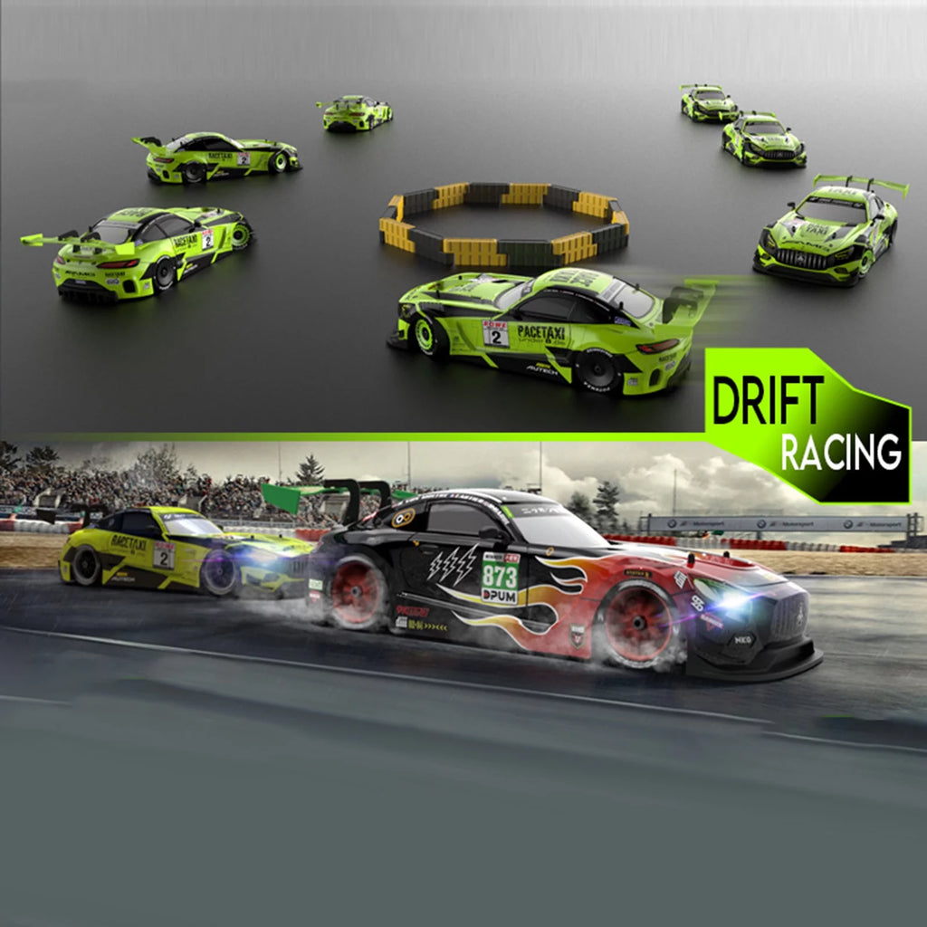 1/16 4WD RC Drift Car with LED Light 4 Replaceable Tires D30475