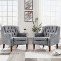 Beige Set of 2 Upholstered Wingback Armchair S466