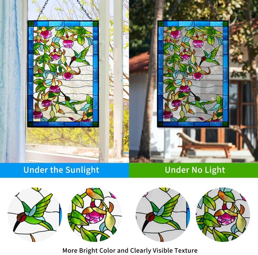 Round Hummingbird Stained Glass Window Suncatcher K337