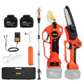Cordless Electric Pruner Kit, 1.6 Inch Pruning Shears, 5 Inch Handheld Electric Chain Saw with 75 Inch Foldable Extension Pole, 2 Pack 25V Lithium Batteries, SK5 Blades B14523