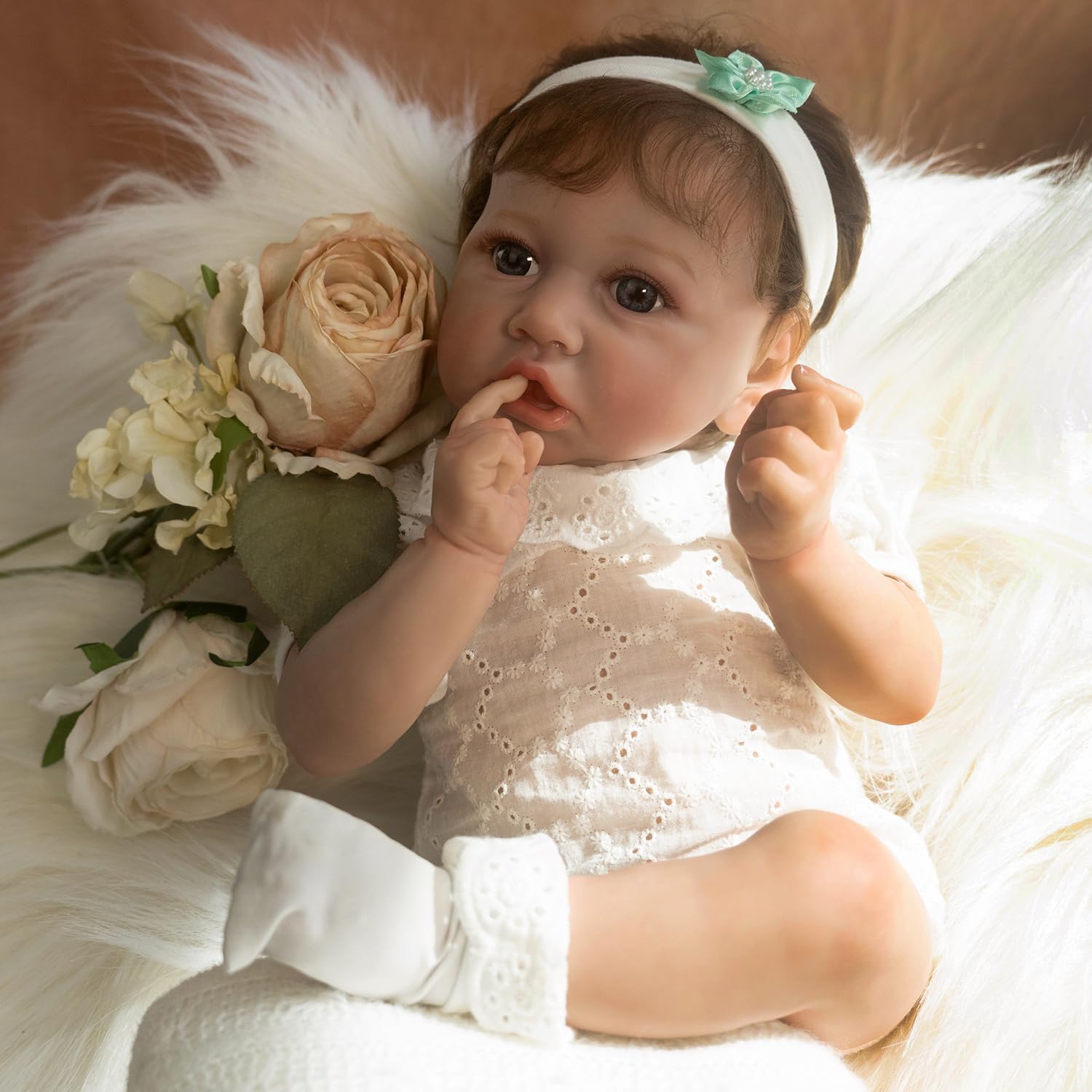 20 inch Handmade Vinyl Weighted Cloth Body Newborn Girl Doll R4165