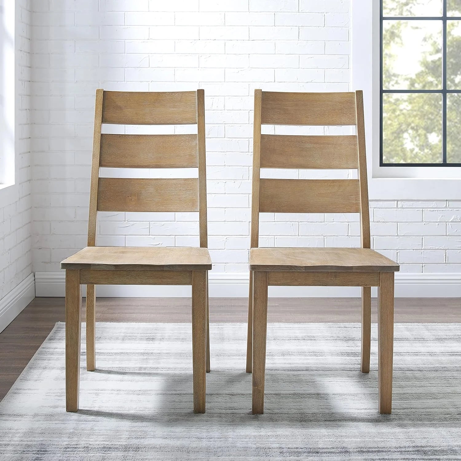 Rustic Brown 2-Piece Ladder Back Dining Chair Set P246