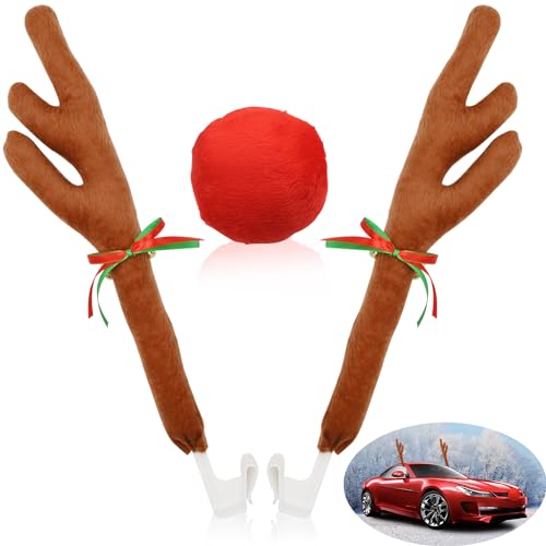 Reindeer Antlers & Nose Christmas Car Decorations A6852