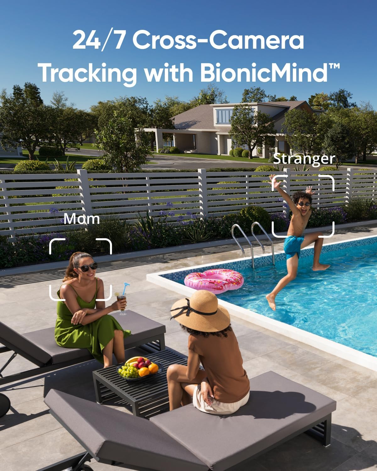 Outdoor Security Camera, 4K Resolution, 24/7 Recording, Plug-in, Enhanced Wi-Fi, Face Recognition AI D45074