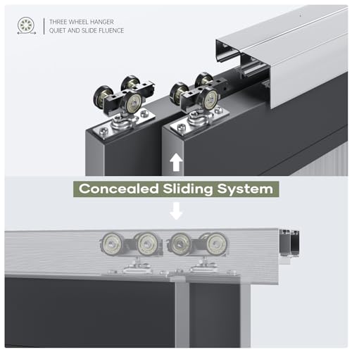 6FT Bypass Double Sliding Pocket Door Hardware Kit, Aluminum B4087