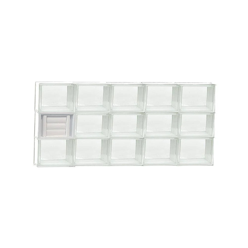 38.75 in. x 17.25 in. x 3.125 in. Frameless Clear Glass Block Window with Dryer Vent R75685
