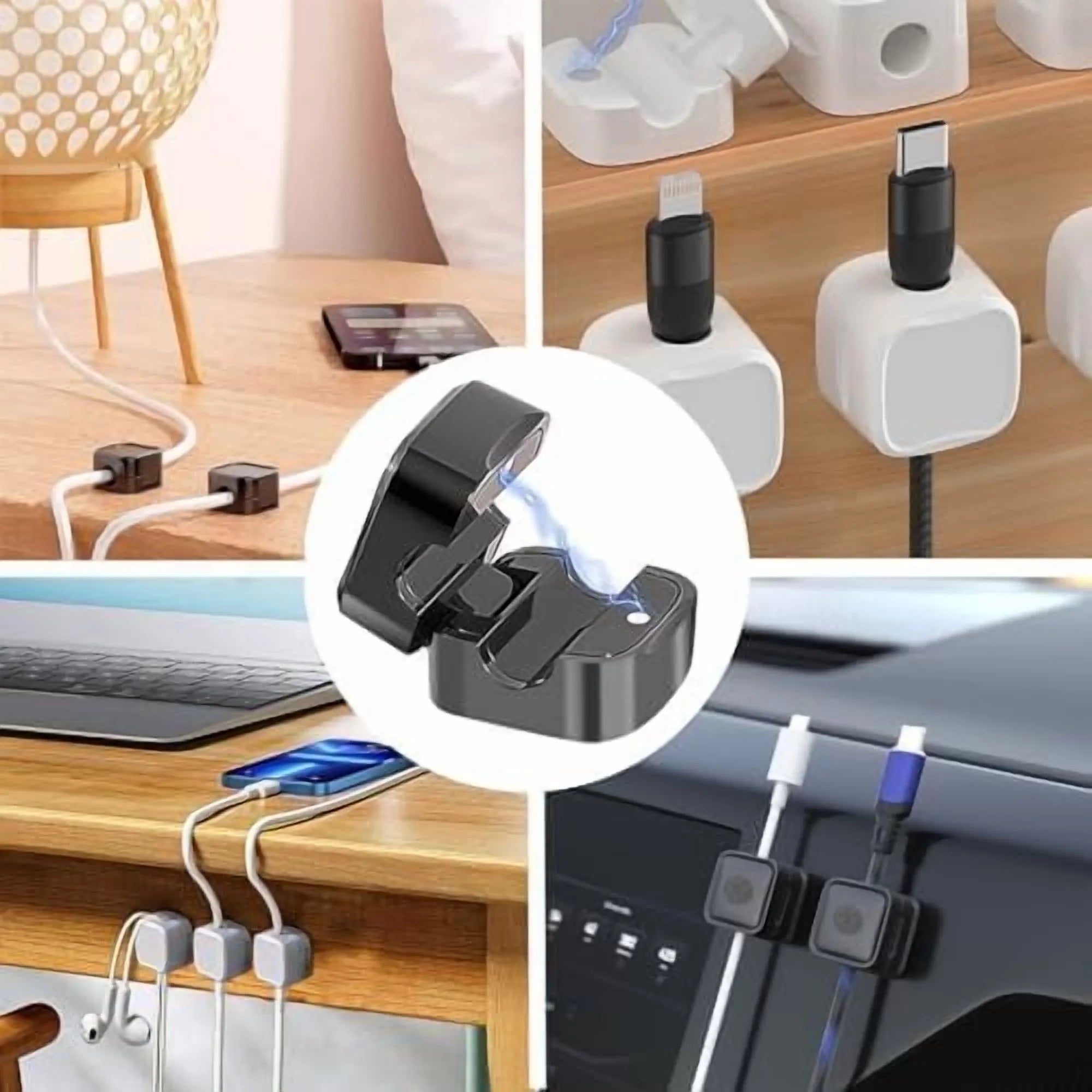 12 Pack Black Self Adhesive Magnetic Cable Clips Cord Organizer M99366