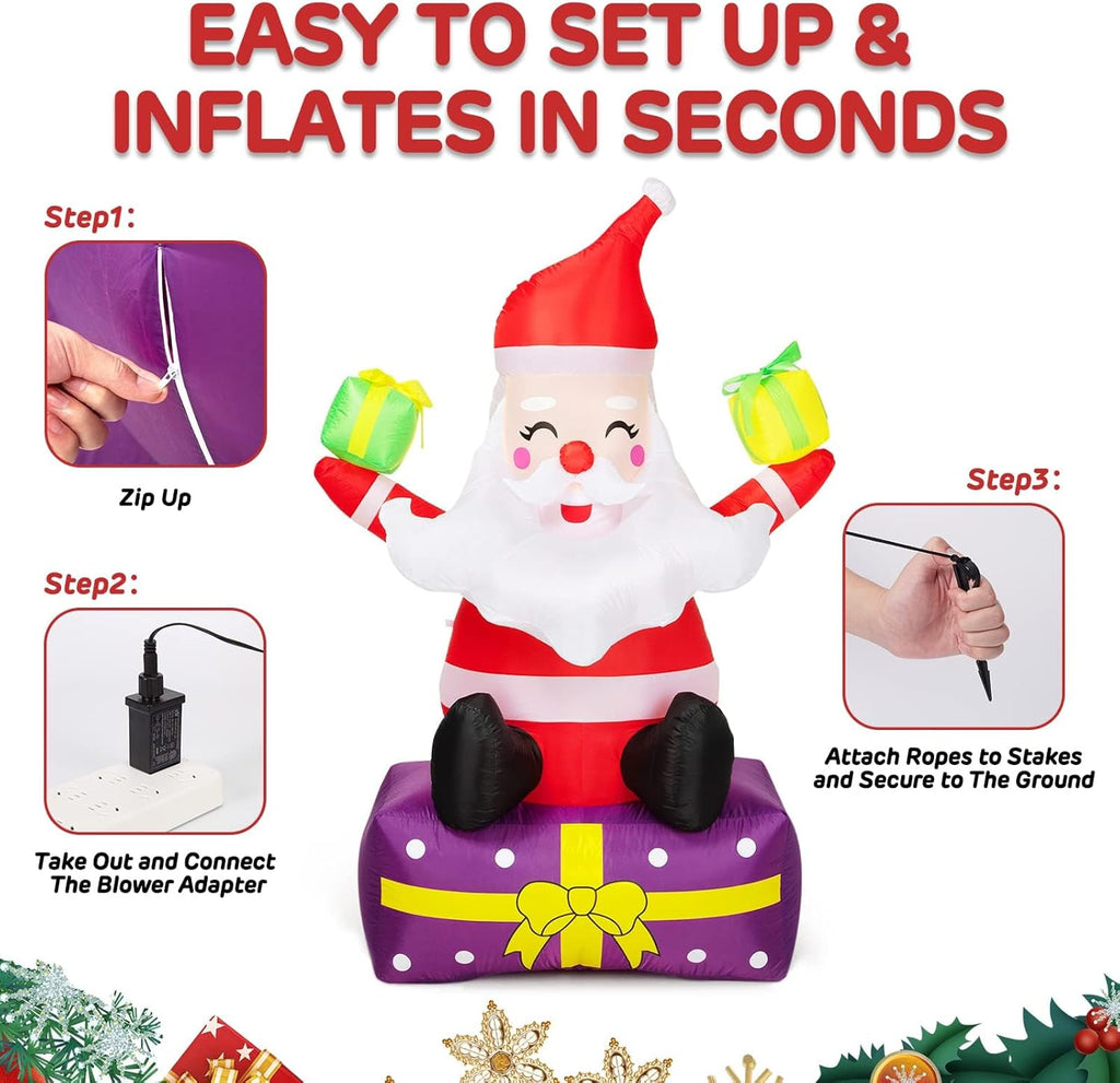 6Ft Inflatable Santa Claus with Gift Boxes J355004