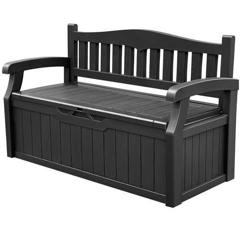 80 Gallon Storage Bench Deck Box Lockable Black Q45733