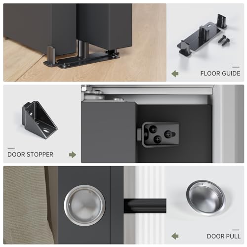 6FT Bypass Double Sliding Pocket Door Hardware Kit, Aluminum B4087
