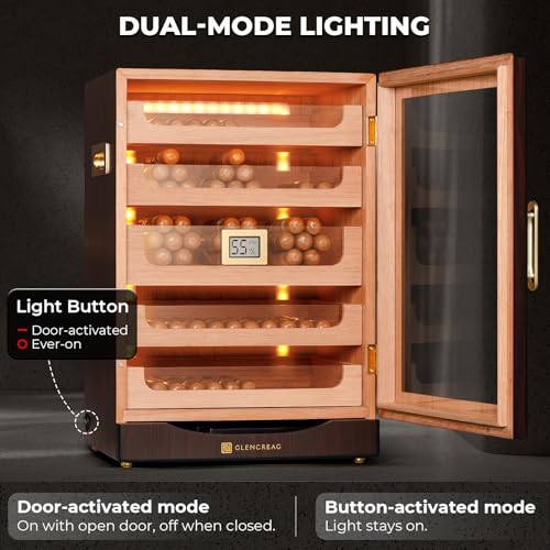 Cigar Humidor Cabinet with Automatic LED Light, Spanish Cedar Lining Z7085