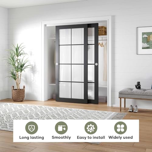 6FT Bypass Double Sliding Pocket Door Hardware Kit, Aluminum B4087
