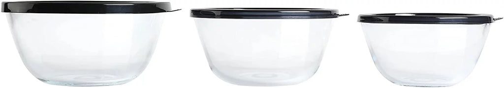 3-Piece Glass Mixing Bowl Set with Lids A364916