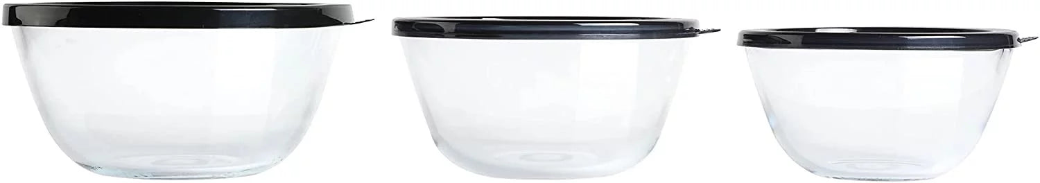 3-Piece Glass Mixing Bowl Set with Lids A364916