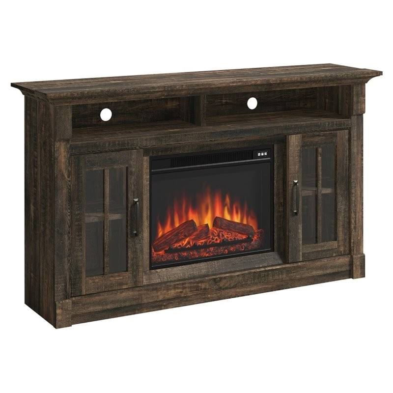 TV Stand with Electric Fireplace in Carbon Oak M107775