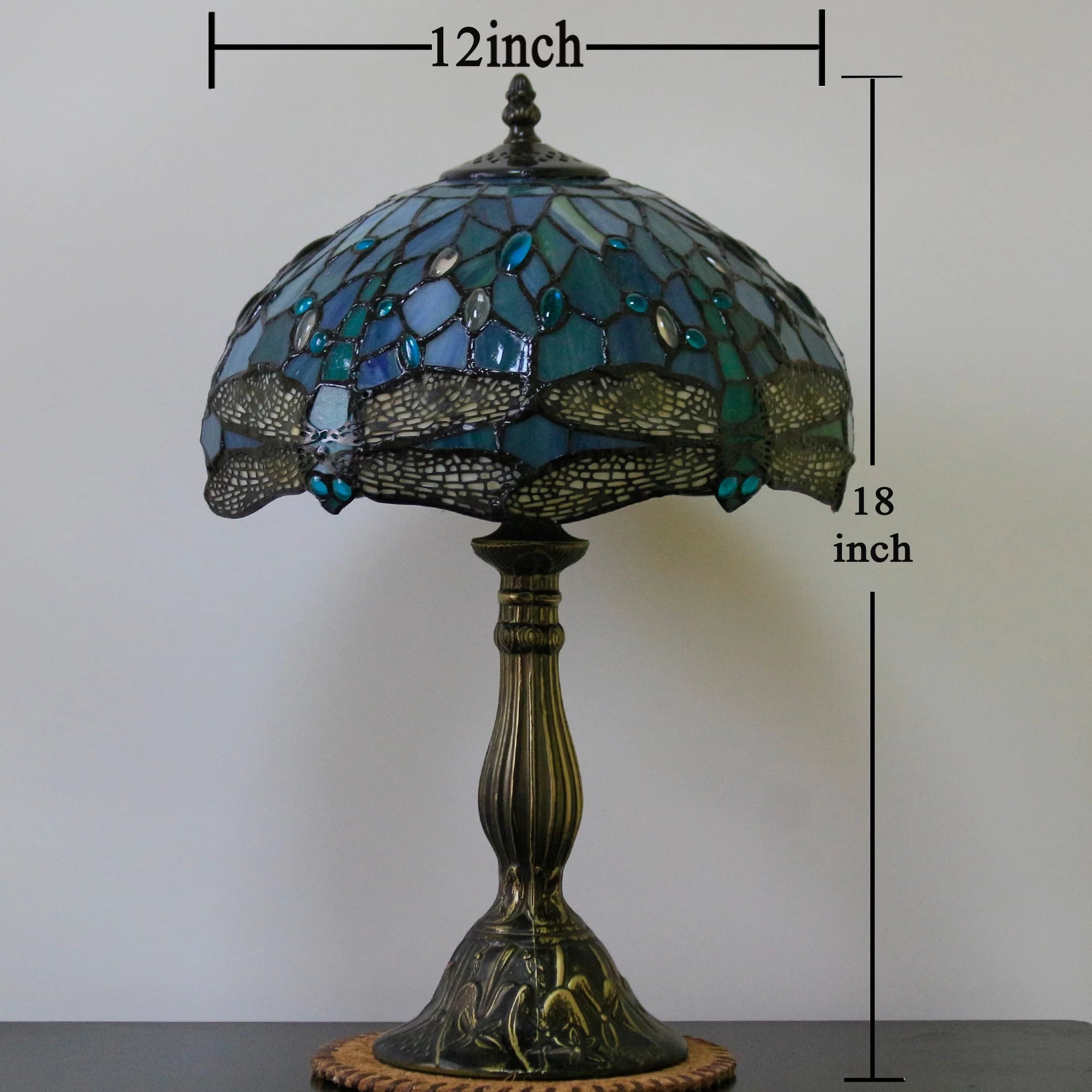 Sea Blue Stained Glass Table Lamp 18" Tall I50723