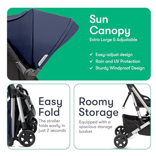 Compact Lightweight Foldable Stroller with Rain Cover and Cup Holder (Black) L5650