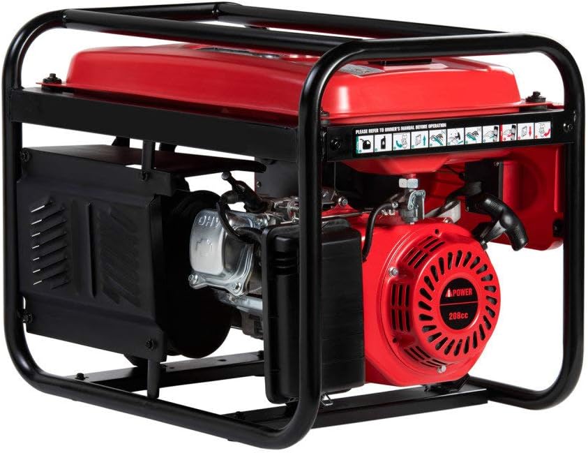 Red 4000 Watt Gasoline Powered Manual Start Generator V5470