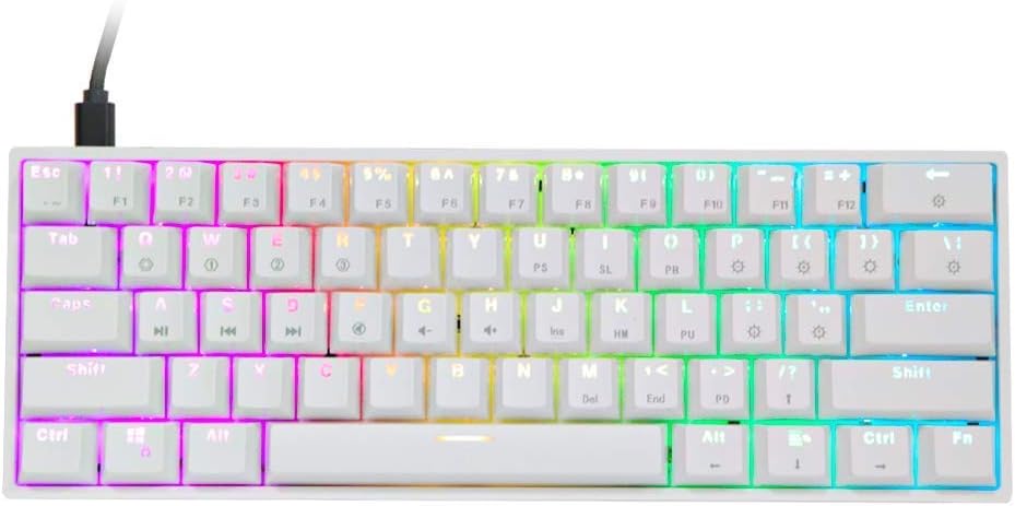 White 61 Keys Hot Swappable 60% Mechanical Keyboard with RGB Backlit Doubleshot ABS Keycaps Z384