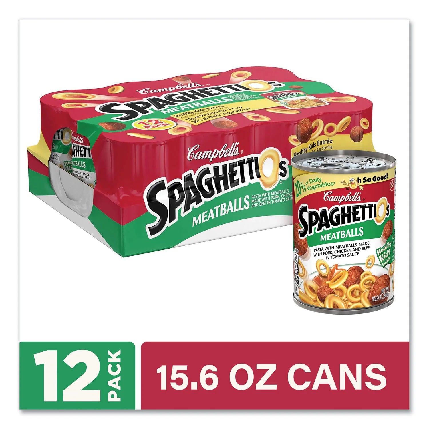 15.6 Oz Canned Pasta with Meatballs, 12 Pack R244