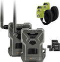 Twin Pack Cellular Hunting Trail Cameras with Night Vision, 28MP Photos, 720p Videos, Two Straps, Two 32GB SD Cards J696126