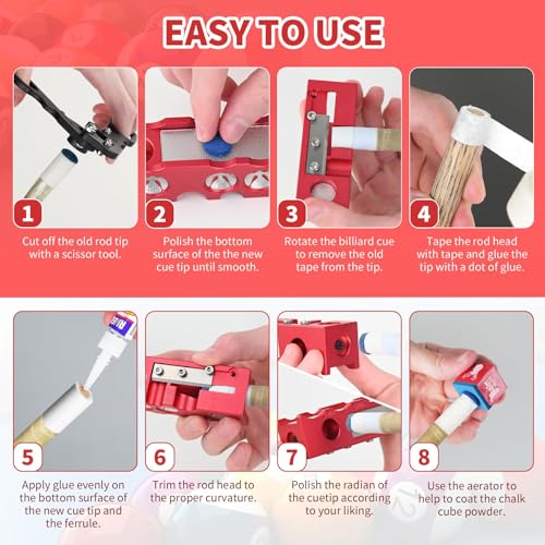 11-in-1 Aluminum Alloy Pool Cue Tip Shaper J35708