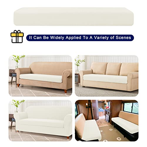 Ivory Stretch Couch Cover Set 1 Piece Sofa Slipcover with Cushion Cover for 2 Cushion Loveseat C216