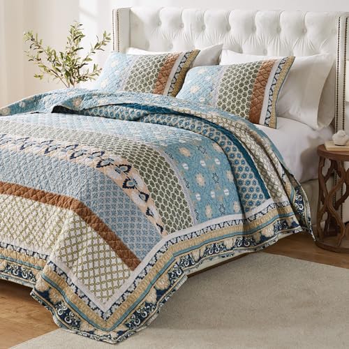 3-Piece Full/Queen Blue Quilted Bedding Set V35323