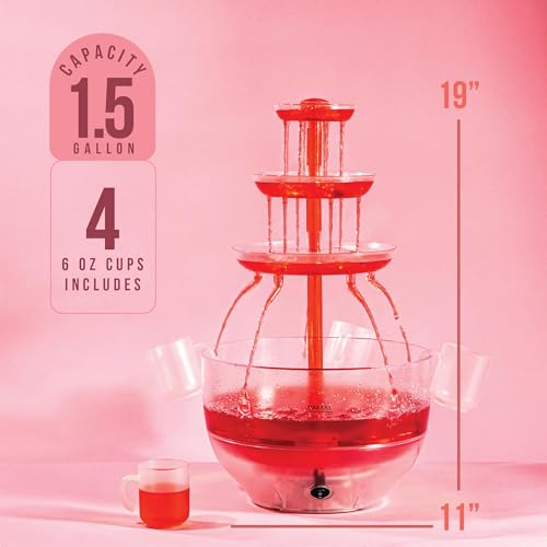 1.5 Gal 3 Tier Drink Fountain with LED Base and 4 Reusable Cups Q207