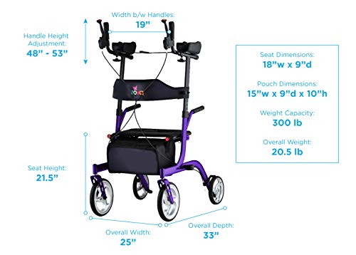 Blue Upright Rollator Walker with Forearm Platform V3419