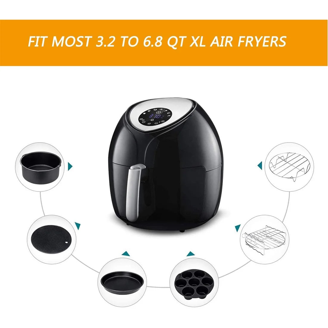 7 Inch Set of 10 Pcs Air Fryer Accessories U6448