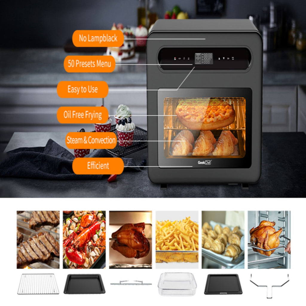 26-Quart Black Stainless Steel Steam Convection Oven I184