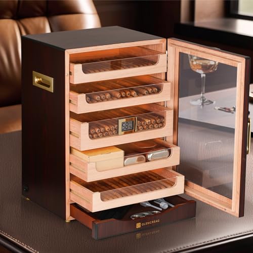 Cigar Humidor Cabinet with Automatic LED Light, Spanish Cedar Lining Z7085
