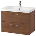 Brown Stained Ash Effect Sink Cabinet with 2 Drawers T345295
