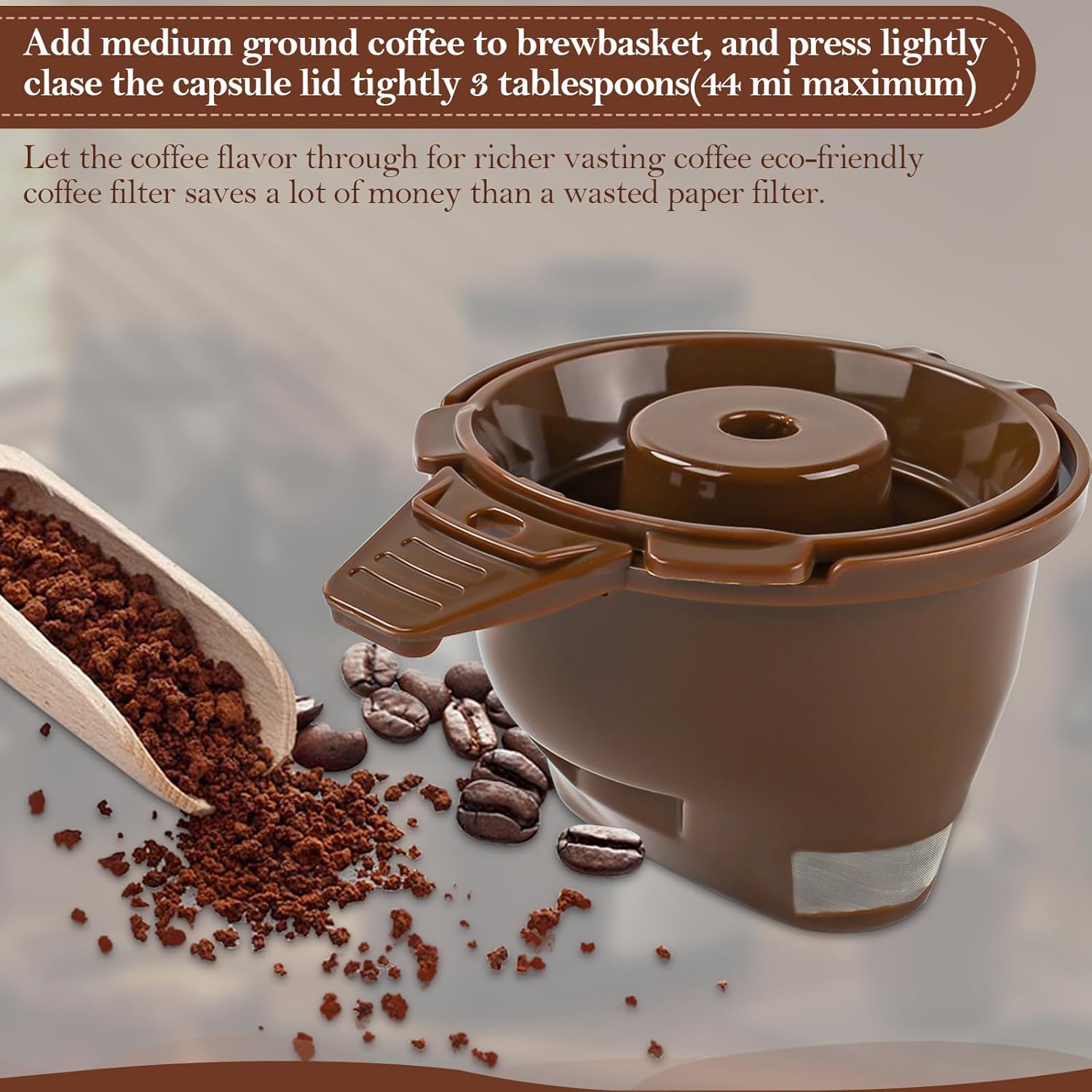 Single Serve Ground Coffee Brew Basket Reusable Coffee Filter Brown (2 Pack) W273123
