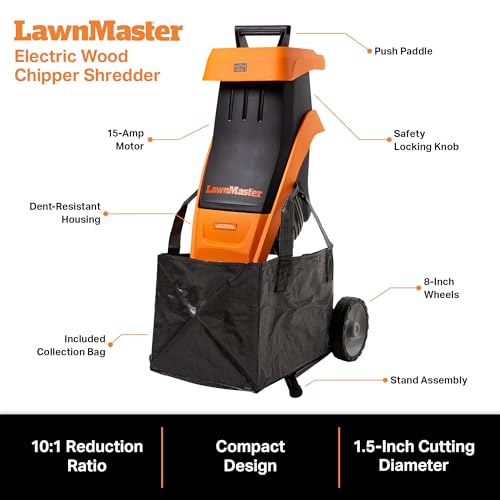 Electric Wood Chipper Shredder 15-Amp 1.5-Inch Cutting Diameter V75235