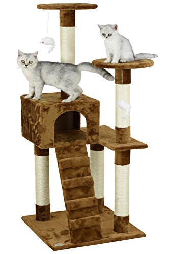 Beige Compact Cat Tree with Ladder F884909