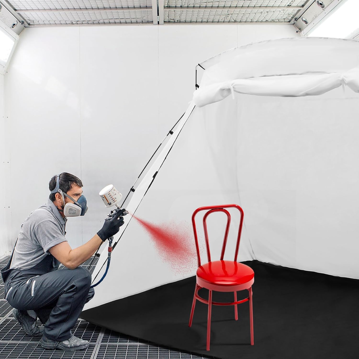 White 8.5 x 6 x 5.5 ft Portable Paint Booth Spray Paint Tent I4577