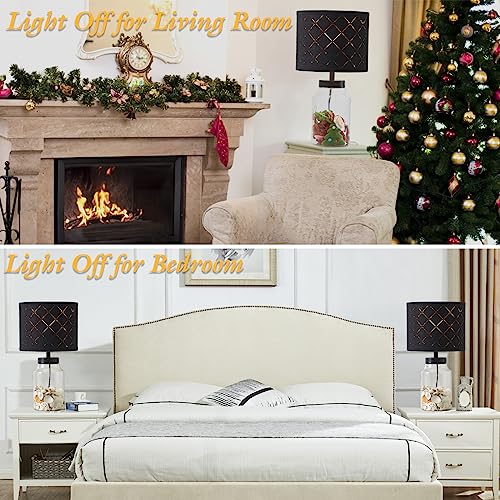 Fillable Table Lamp with Clear Glass and White Lampshade T6364