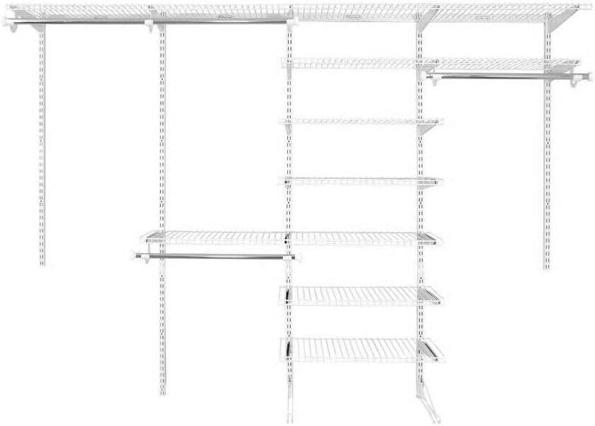White Wire Shelving Kit with Expandable Shelving and Telescoping Rods H29679