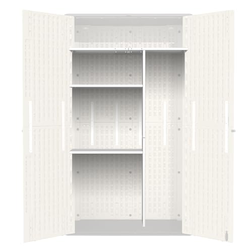 60 Cu.Ft Vertical Outdoor Storage Shed, Resin, Khaki V724